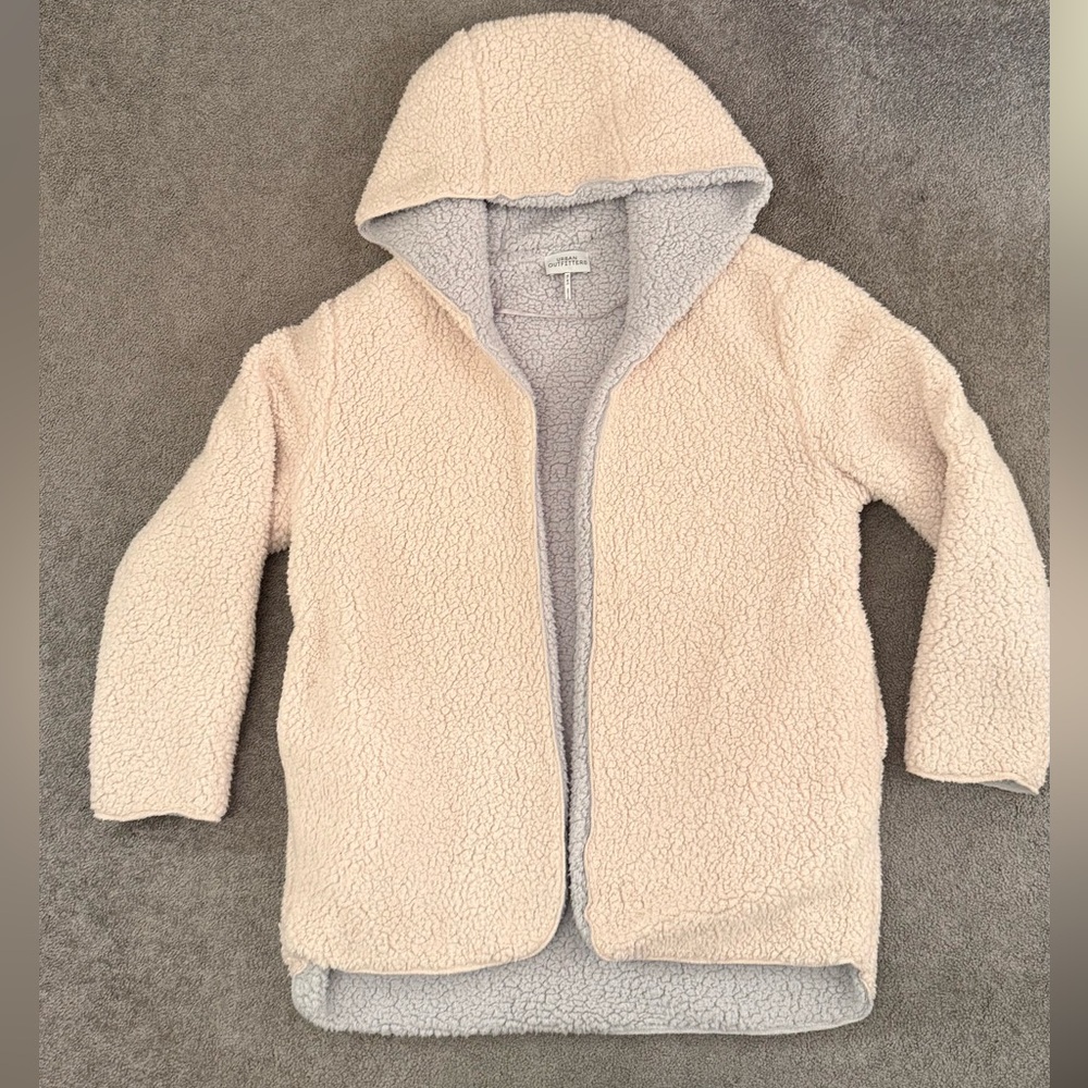 Urban Outfitters Sherpa Teddy Reversible Hooded Cardigan